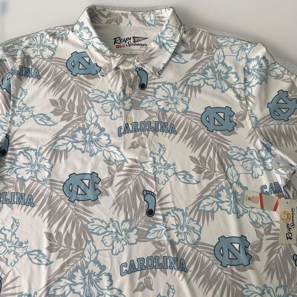 Reyn Spooner University Polo Men L White North Carolina Tarheels College Shirt - Picture 4 of 9